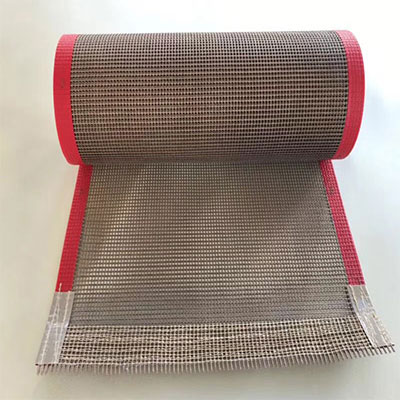 PTFE open mesh conveyor belt with guiding bar